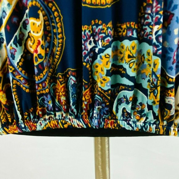 Venus Womens XS Cold Shoulders Tie Front Accent Bohemian Print Long Sleeve Top - Picture 5 of 7